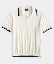 Tipped Boucle Montauk Polo in Bisque - Todd Snyder at Todd Snyder